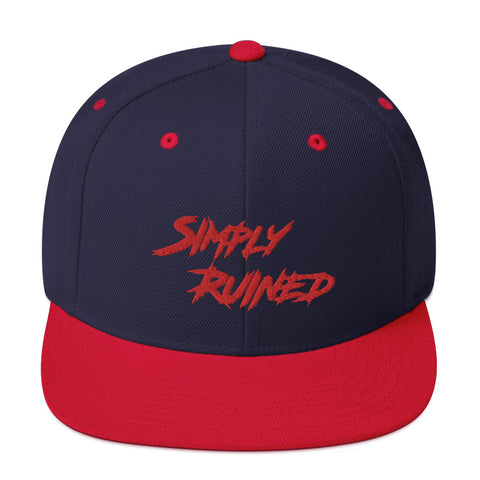 Simply Ruined Snapback Hat (Navy Red)