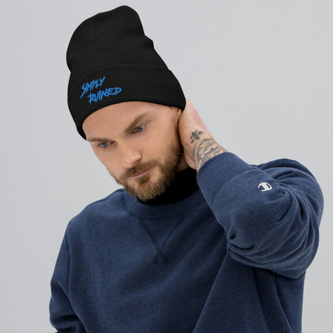 Simply Ruined Embroidered Beanie (Blue font)