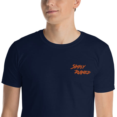 Simply Ruined Short-Sleeve Unisex T-Shirt (Navy orange)